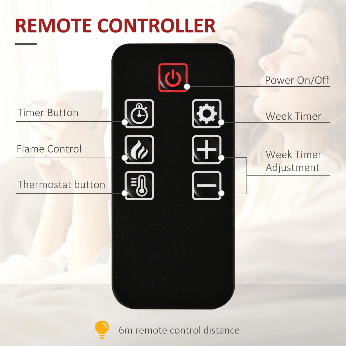 Homcom Electric Wall-Mounted Fireplace Heater with Adjustable Flame Effect