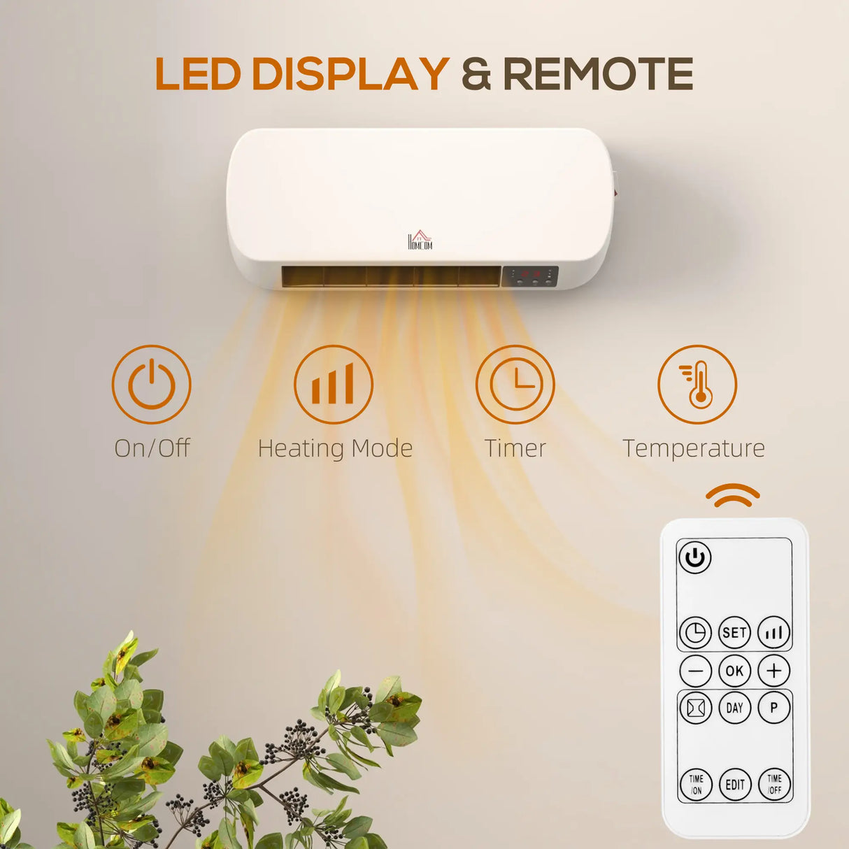 HOMCOM 2kW PTC Wall Mounted Heater