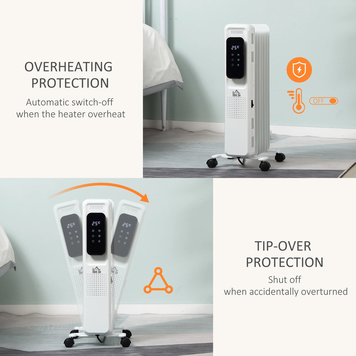 Homcom 1.5kW Portable Oil Filled Radiator with LED Display