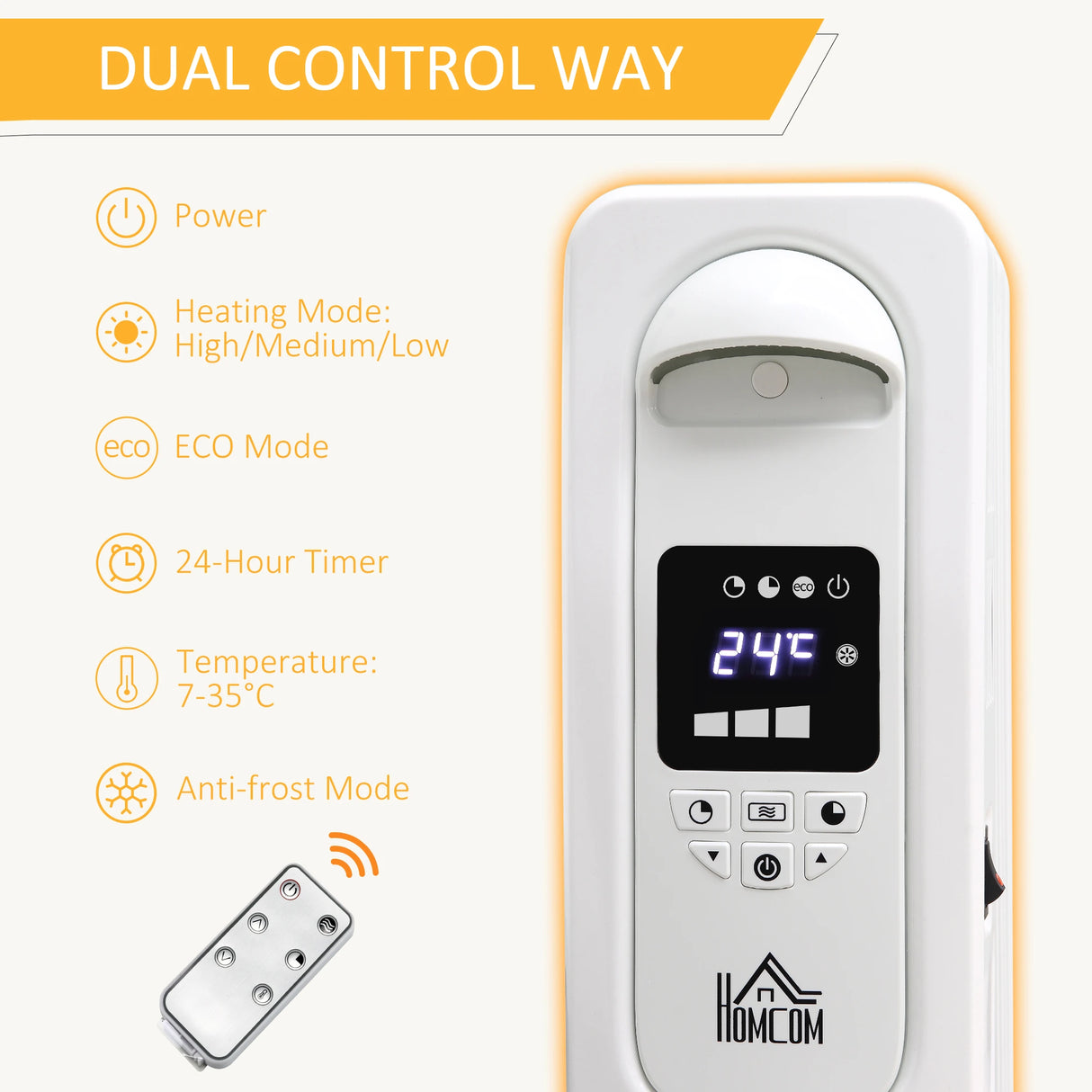 Homcom 1.5kW Portable Oil Filled Radiator