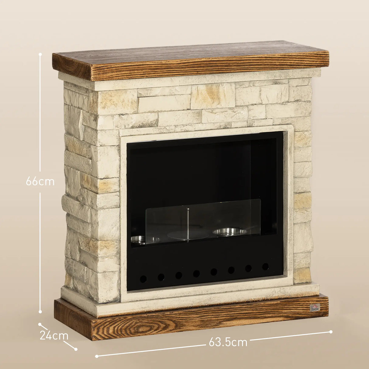 HOMCOM Bioethanol Fireplace with Brickwork-Effect Mantelpiece