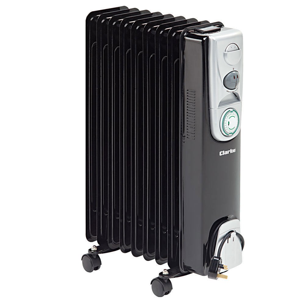 Clarke 2kW 9-Fin Black Oil Filled Radiator with Timer