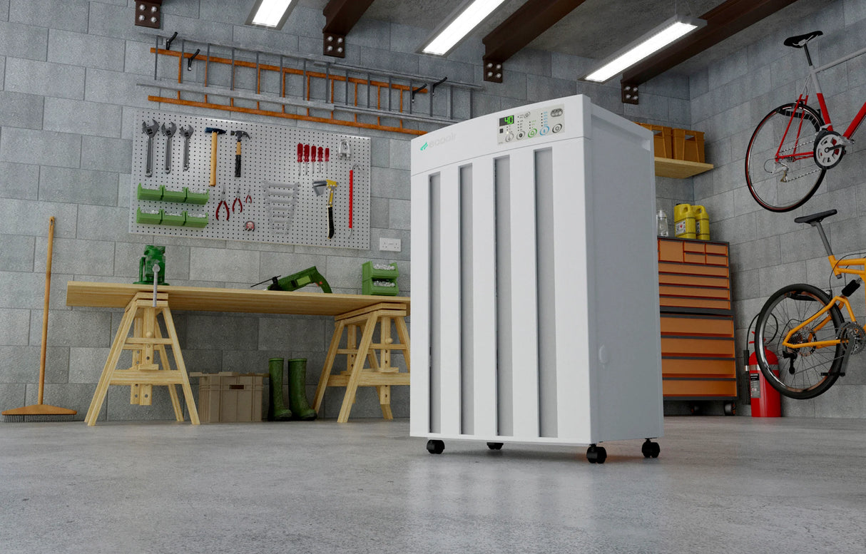 EcoAir Droid Desiccant Dehumidifier 25L/Day – Dual 5L Tanks, Active Carbon Filter, Remote Control, IP24 Water-Resistant, Up to 220m²