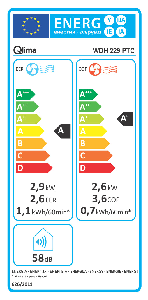 Qlima 2.6kW WIFI All-in-One Heating and Cooling Air Conditioning Unit - WDH 229 PTC