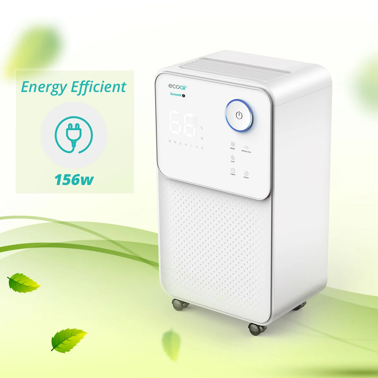EcoAir Summit S 12L Low Energy Dehumidifier – Digital Display, 3-Layer Carbon Filter, Quiet 36dBA, Sleep Mode