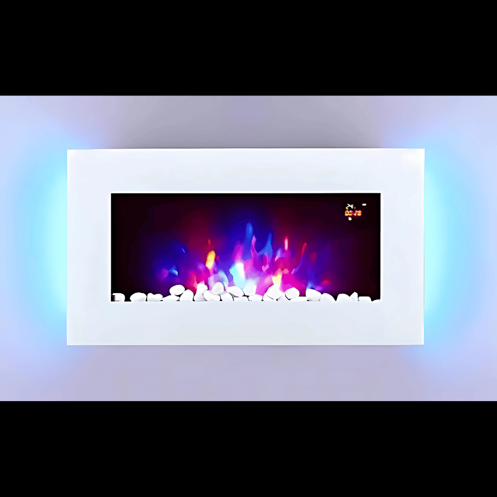 TruFlame 73cm Wide Wall Mounted Flat White Glass Electric Fire with Glow Sides