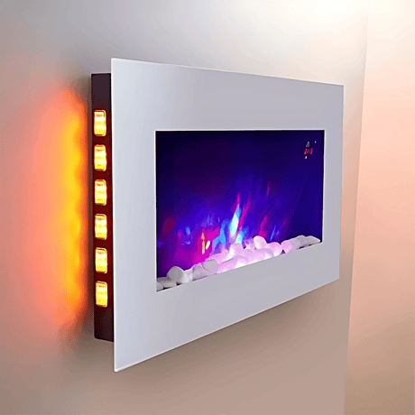 TruFlame 73cm Wide Wall Mounted Flat White Glass Electric Fire with Glow Sides