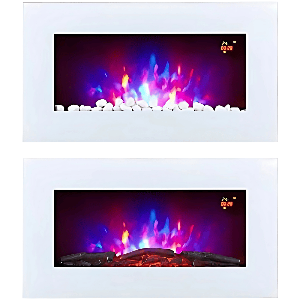 TruFlame 73cm Wide Wall Mounted Flat White Glass Electric Fire with Glow Sides
