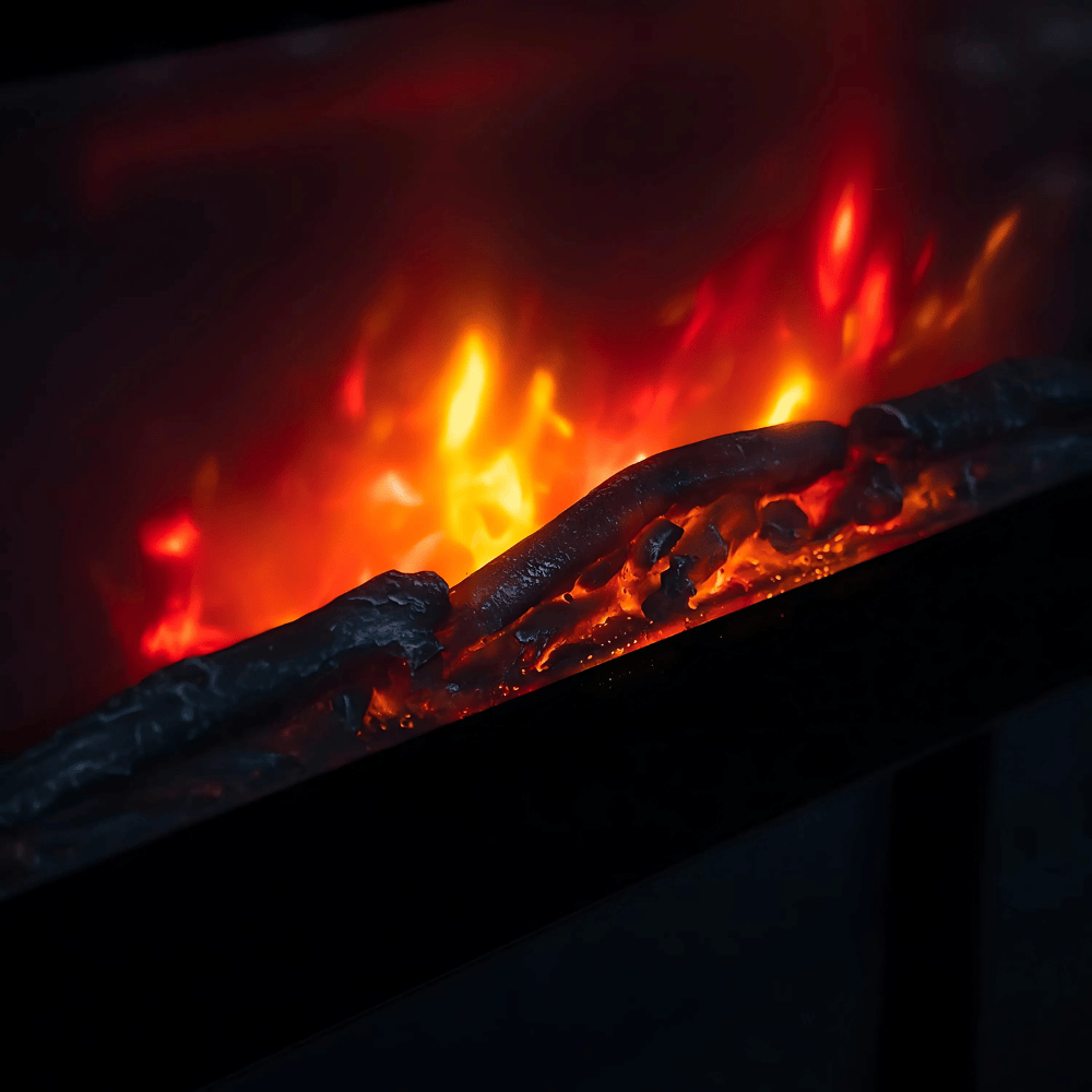 TruFlame 73cm Wide Wall Mounted Flat Black Glass Electric Fire with Glow Sides