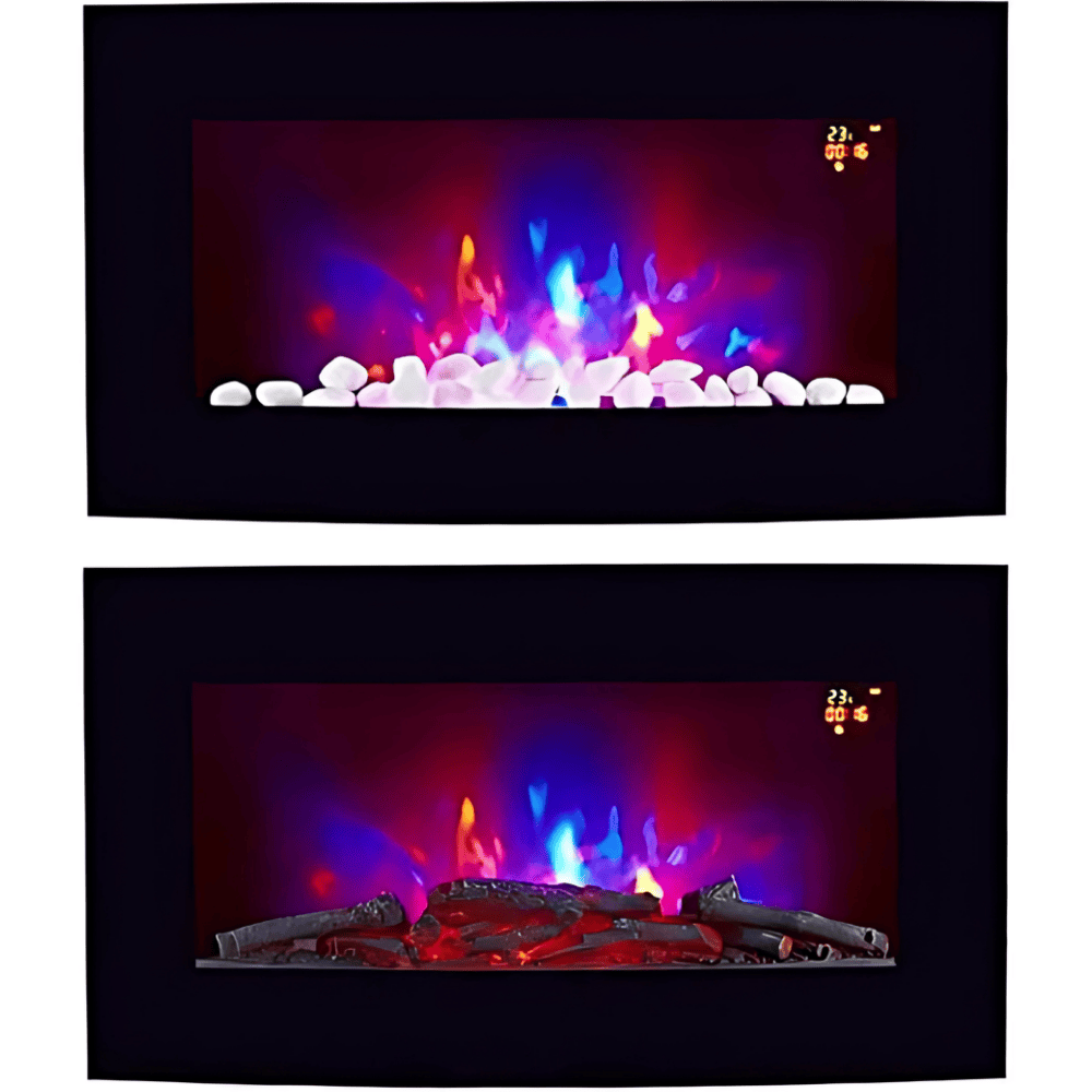TruFlame 73cm Wide Wall Mounted Arched Black Glass Electric Fire with Glow sides