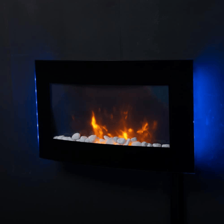 TruFlame 73cm Wide Wall Mounted Arched Black Glass Electric Fire with Glow sides