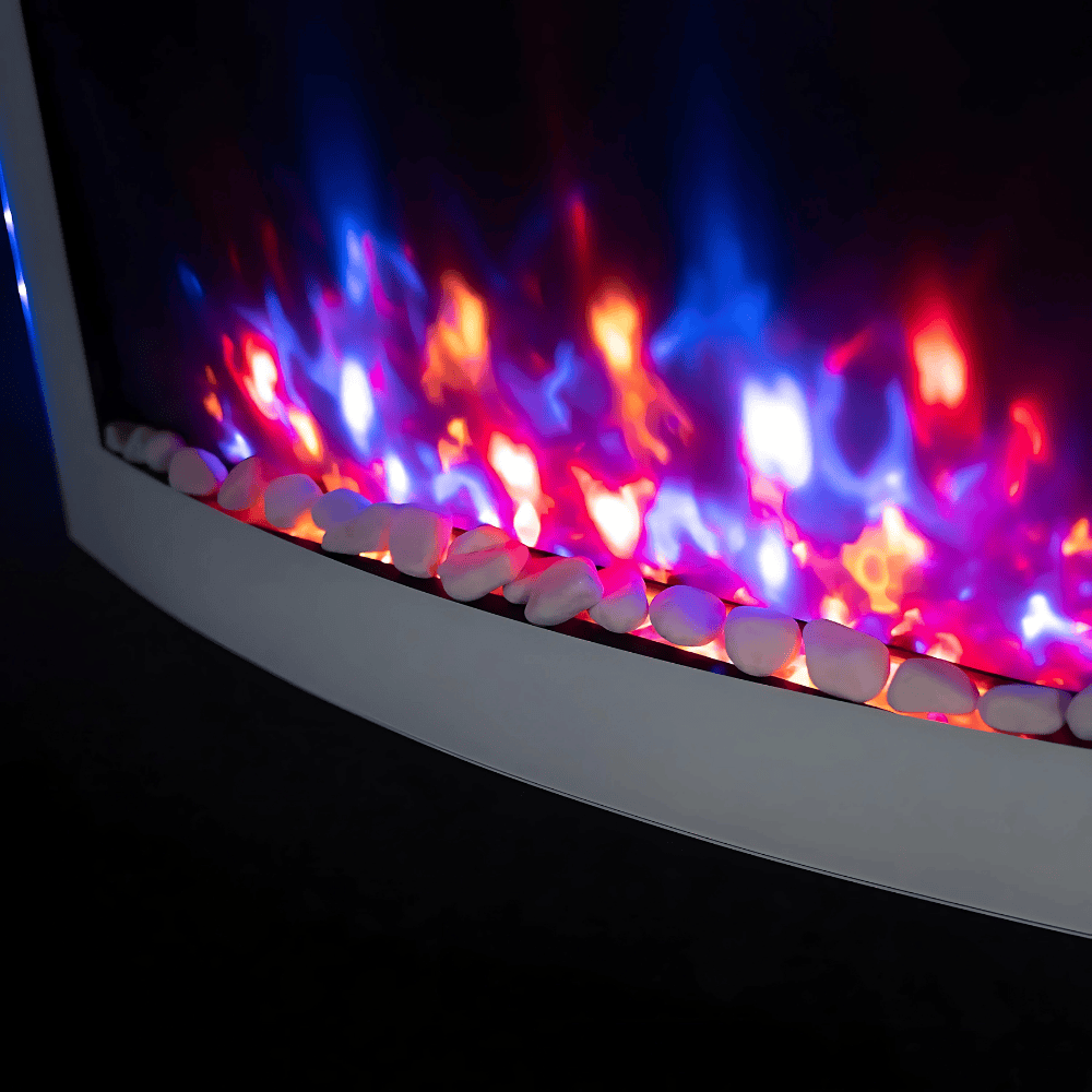 TruFlame 89cm Wide Wall Mounted Curved White Glass
