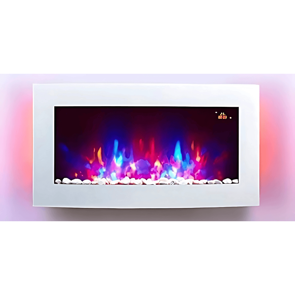 TruFlame 73cm Wide Wall Mounted Arched White Glass Electric Fire with Glow sides