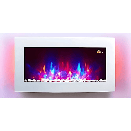 TruFlame 73cm Wide Wall Mounted Arched White Glass Electric Fire with Glow sides