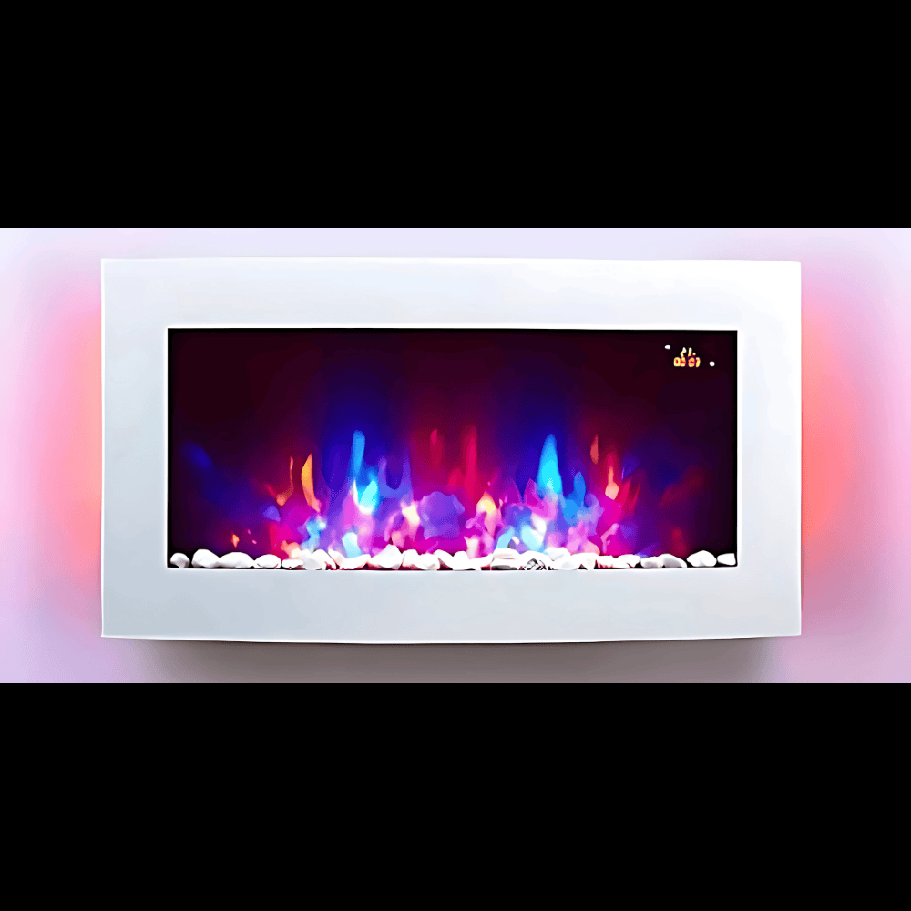 TruFlame 89cm Wide Wall Mounted Curved White Glass