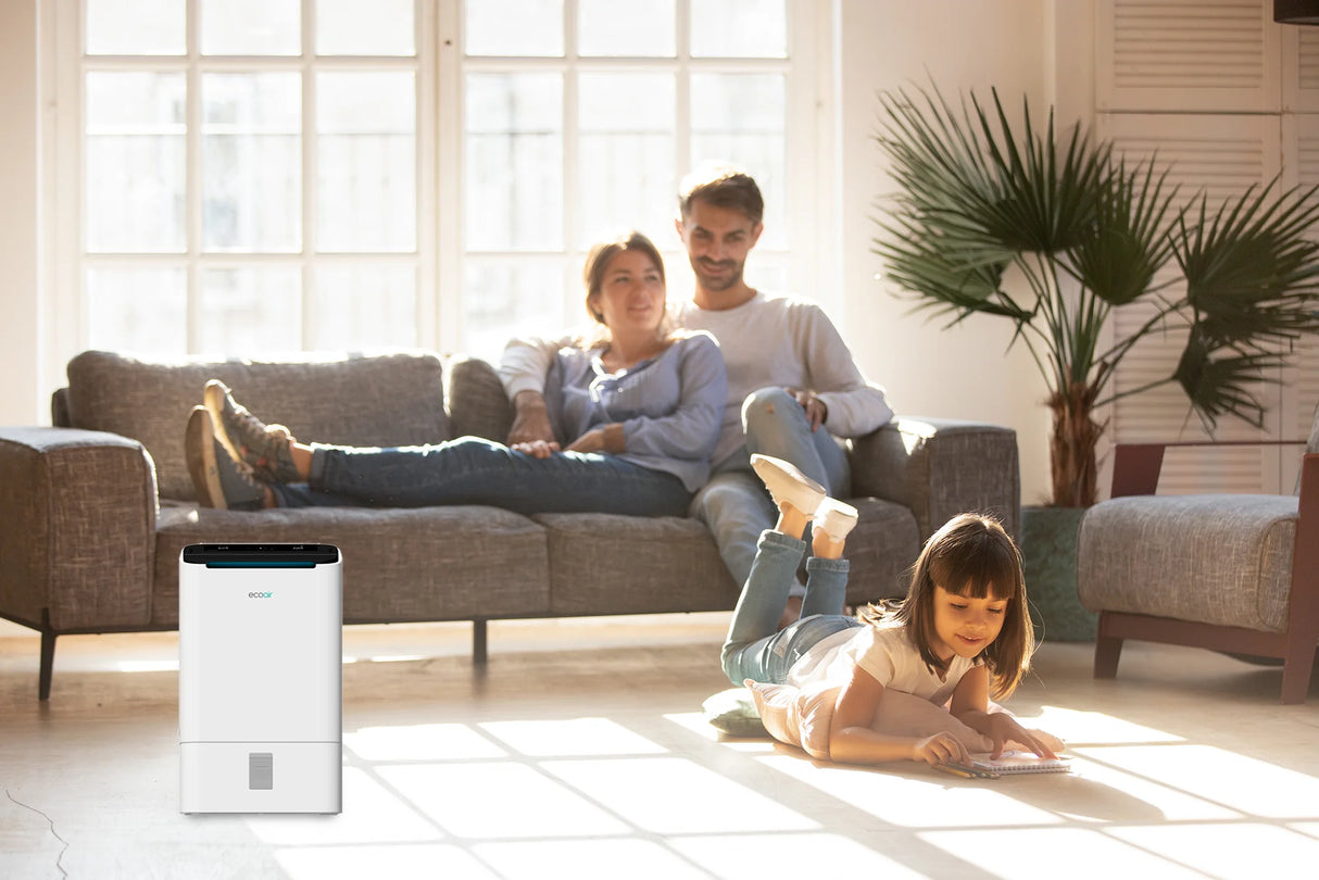 Ecoair DD2 Simple Desiccant Dehumidifier 9L/Day – Electronic Control, Antibacterial Filter, Economy & Laundry Mode for Home, Garage, Basement & Boat