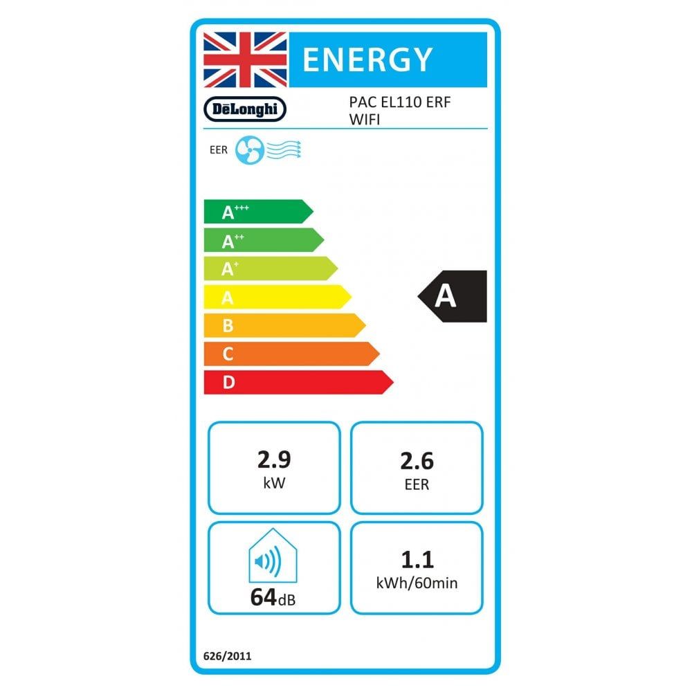 DeLonghi Pinguino PAC EL110ERF Wifi Silent 11000 BTU Portable Air Conditioner