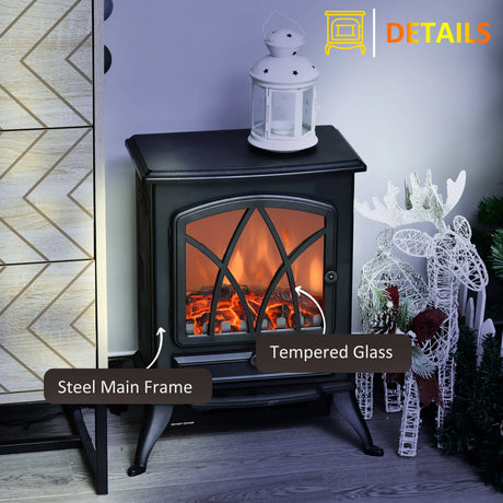 HOMCOM Freestanding Electric Fireplace with Dual Power