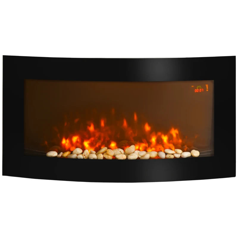 HOMCOM 1kW/2kW Curved Electric Wall Fireplace