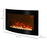 HOMCOM 1kW/2kW Curved Electric Wall Fireplace