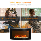 Homcom 1kW/2kW Curved Electric Wall Fireplace