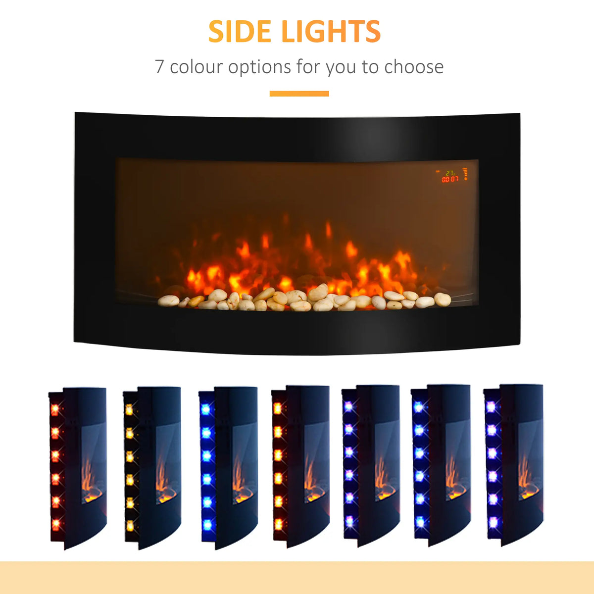 Homcom 1kW/2kW Curved Electric Wall Fireplace