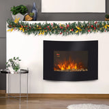 Homcom Dual-Power Wall-Mounted Curved Electric Fireplace with LED Lights