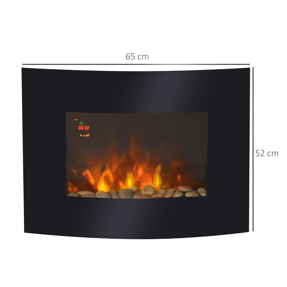 Homcom Dual-Power Wall-Mounted Curved Electric Fireplace with LED Lights