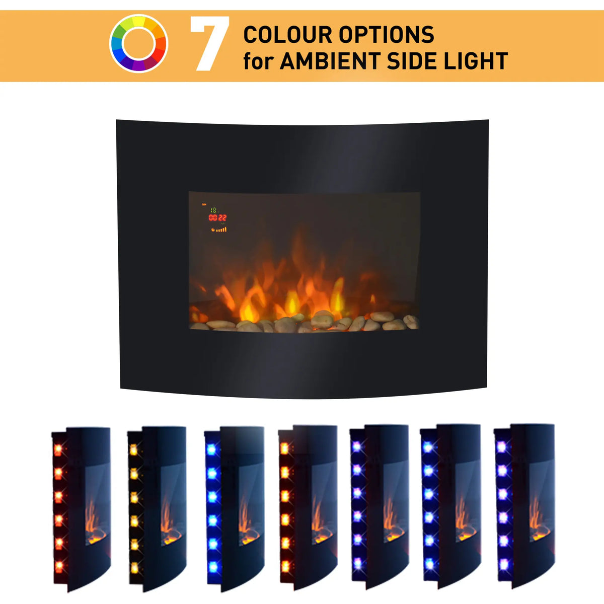 Homcom 1.8kW Curved Electric Wall Fireplace
