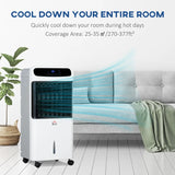 HOMCOM Mobile Air Cooler 12L Tank Evaporative Ice Cooling Fan Water Conditioner Humidifier Unit with 3 Modes