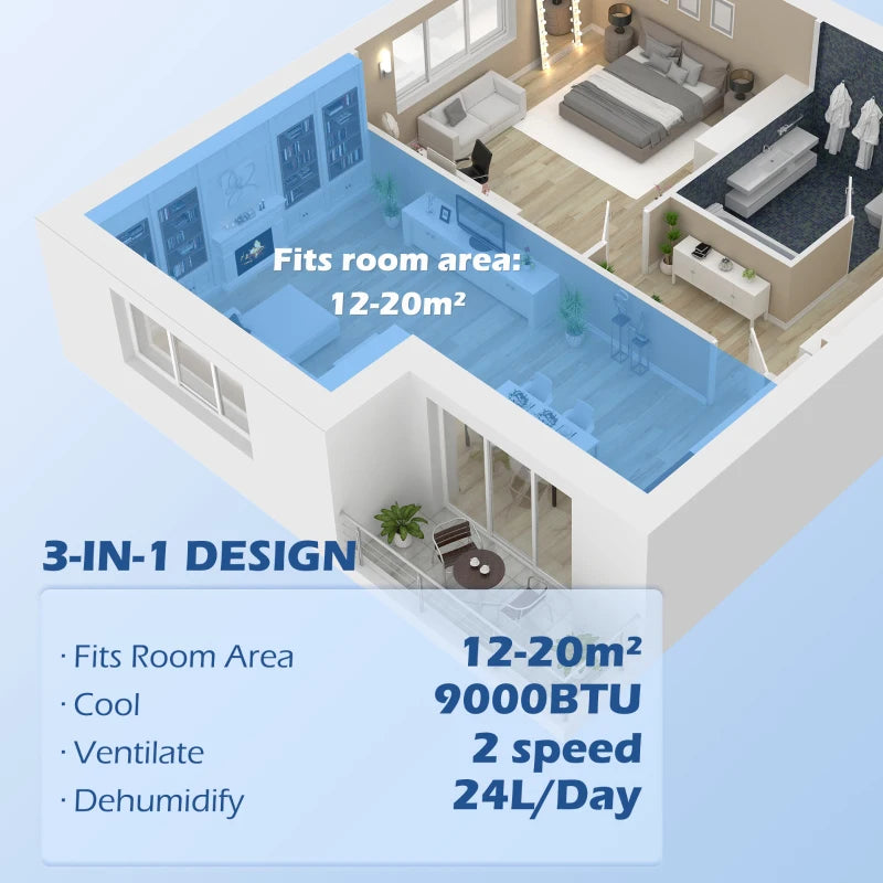 HOMCOM 7000 BTU Mobile Air Conditioner with Dehumidifier