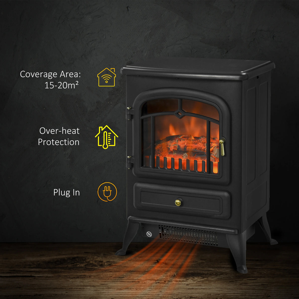 Homcom 0.95/1.85kW Freestanding Electric Fireplace