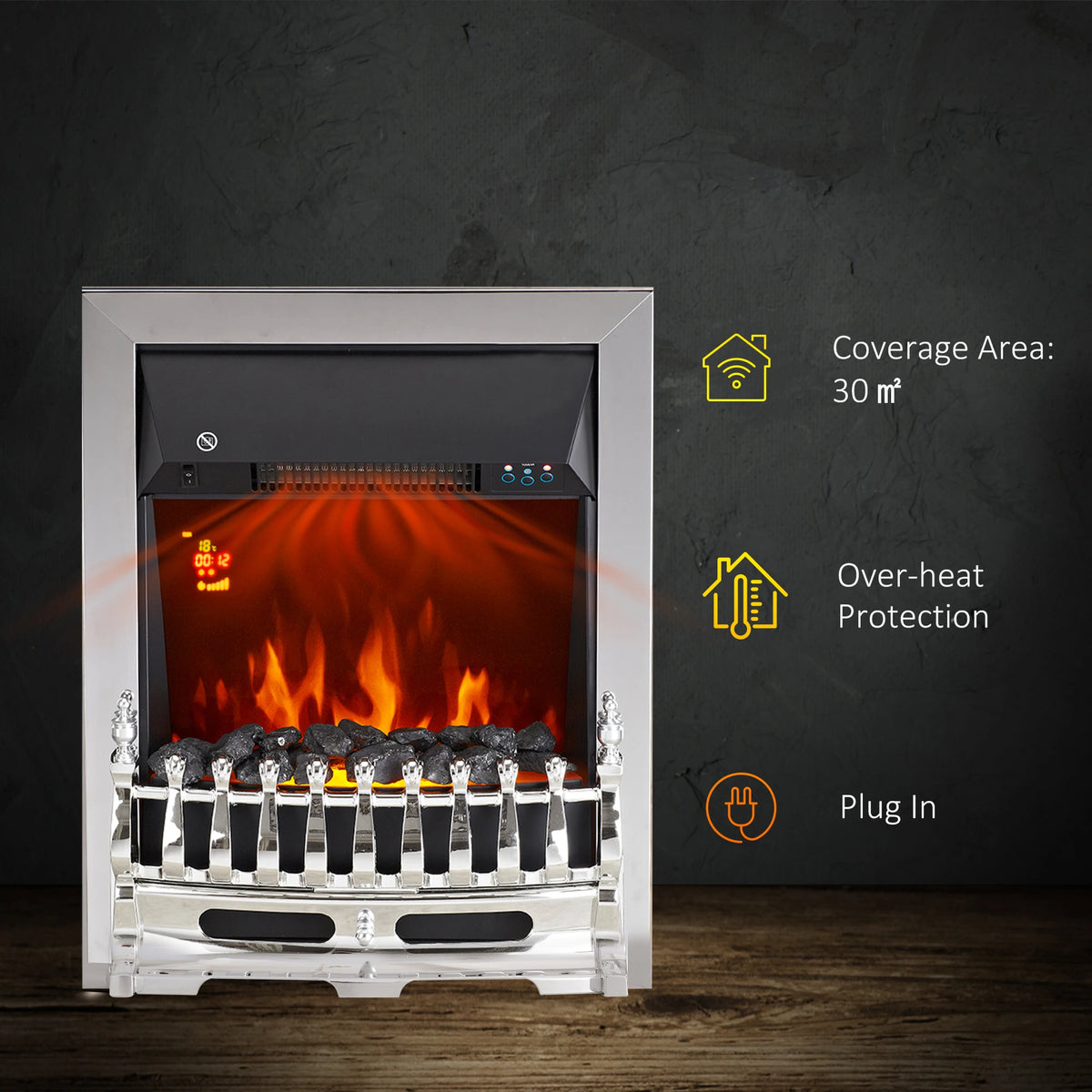 Homcom 2kW Inset Coal Effect Electric Fireplace