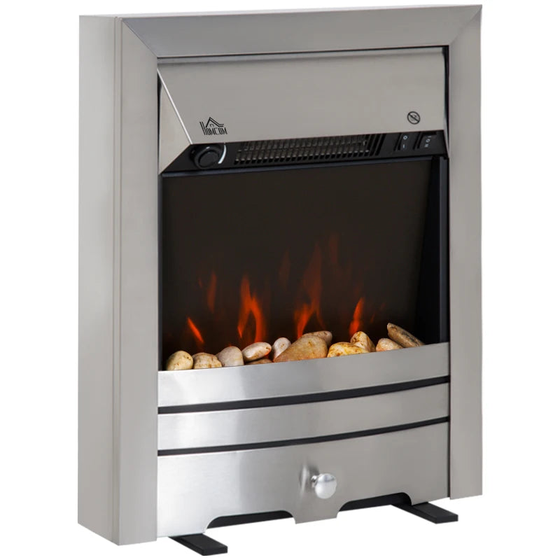 Homcom 2kW Stainless Steel Electric Fireplace