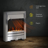 HOMCOM 2KW Stainless Steel Electric Fireplace