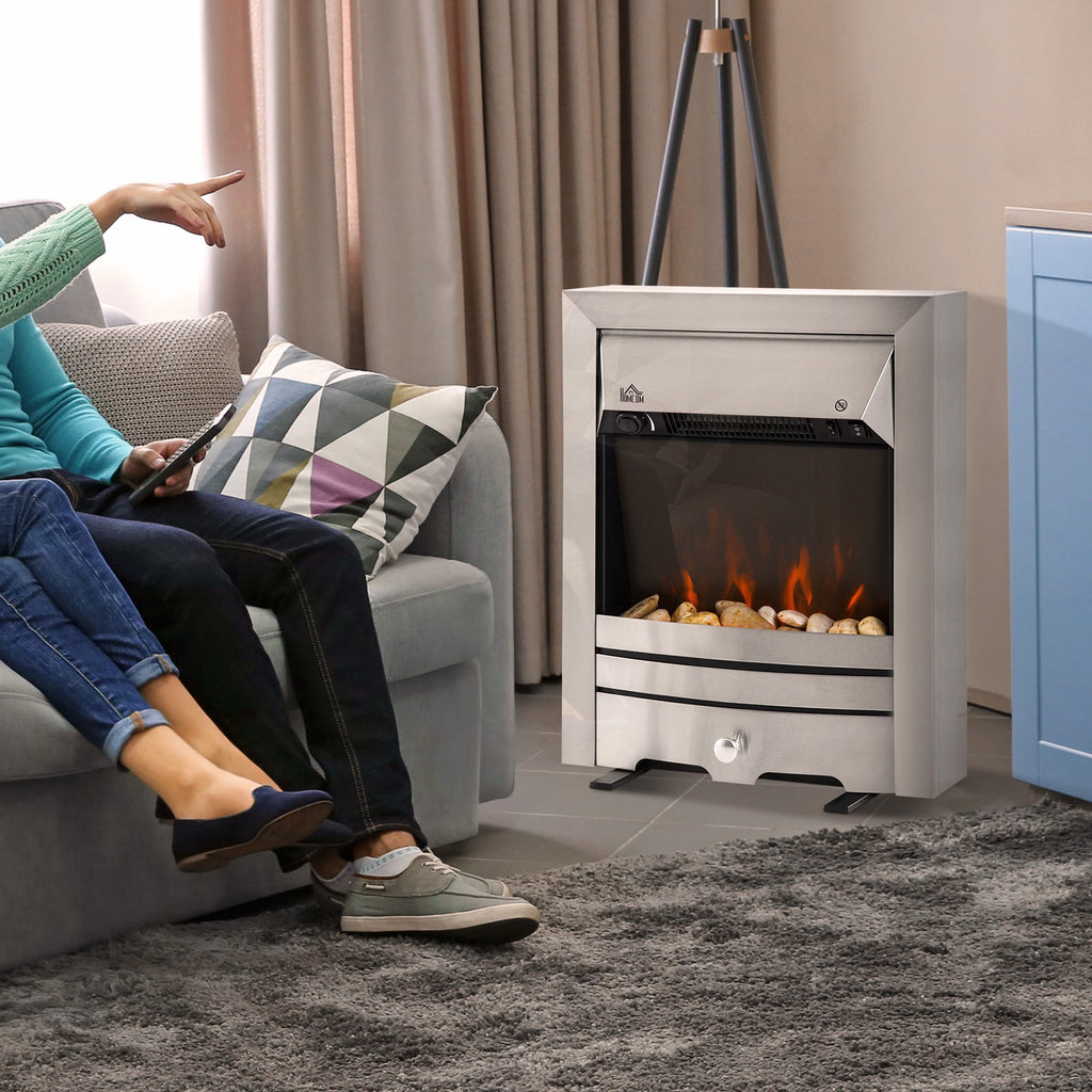 Homcom 2kW Stainless Steel Electric Fireplace