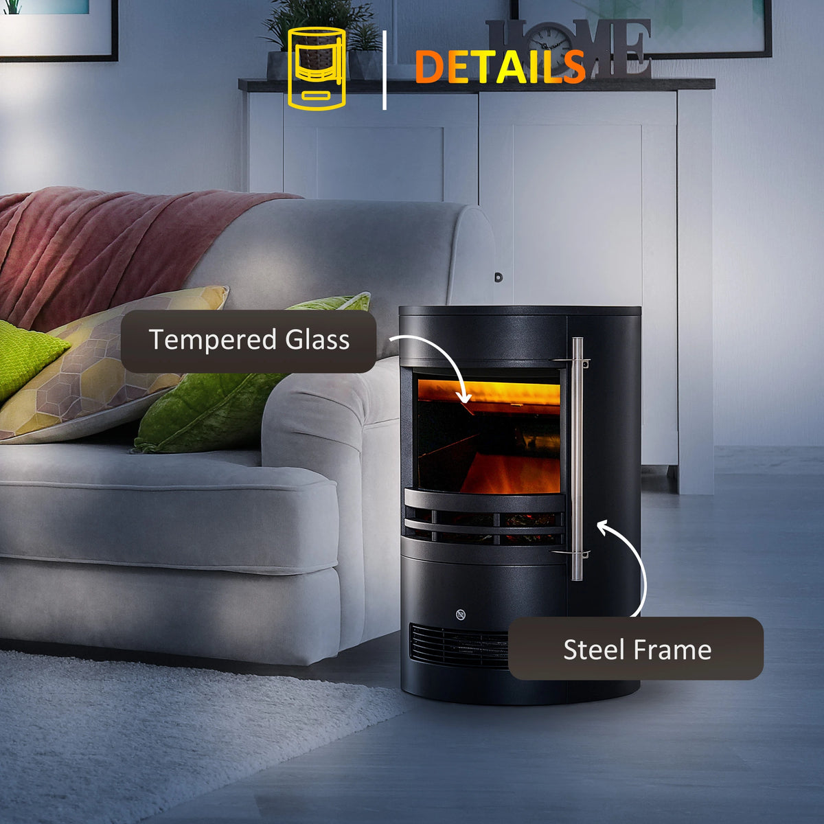 Homcom 1.8kW Barrel Electric Fireplace