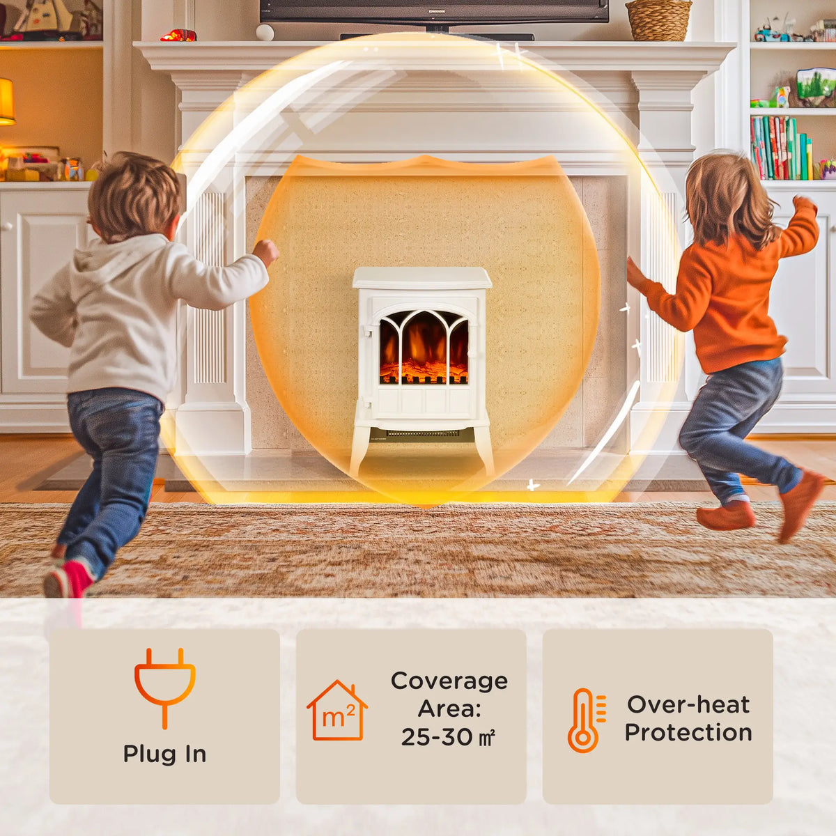 Homcom 2kW Tempered Glass Door Electric Fireplace