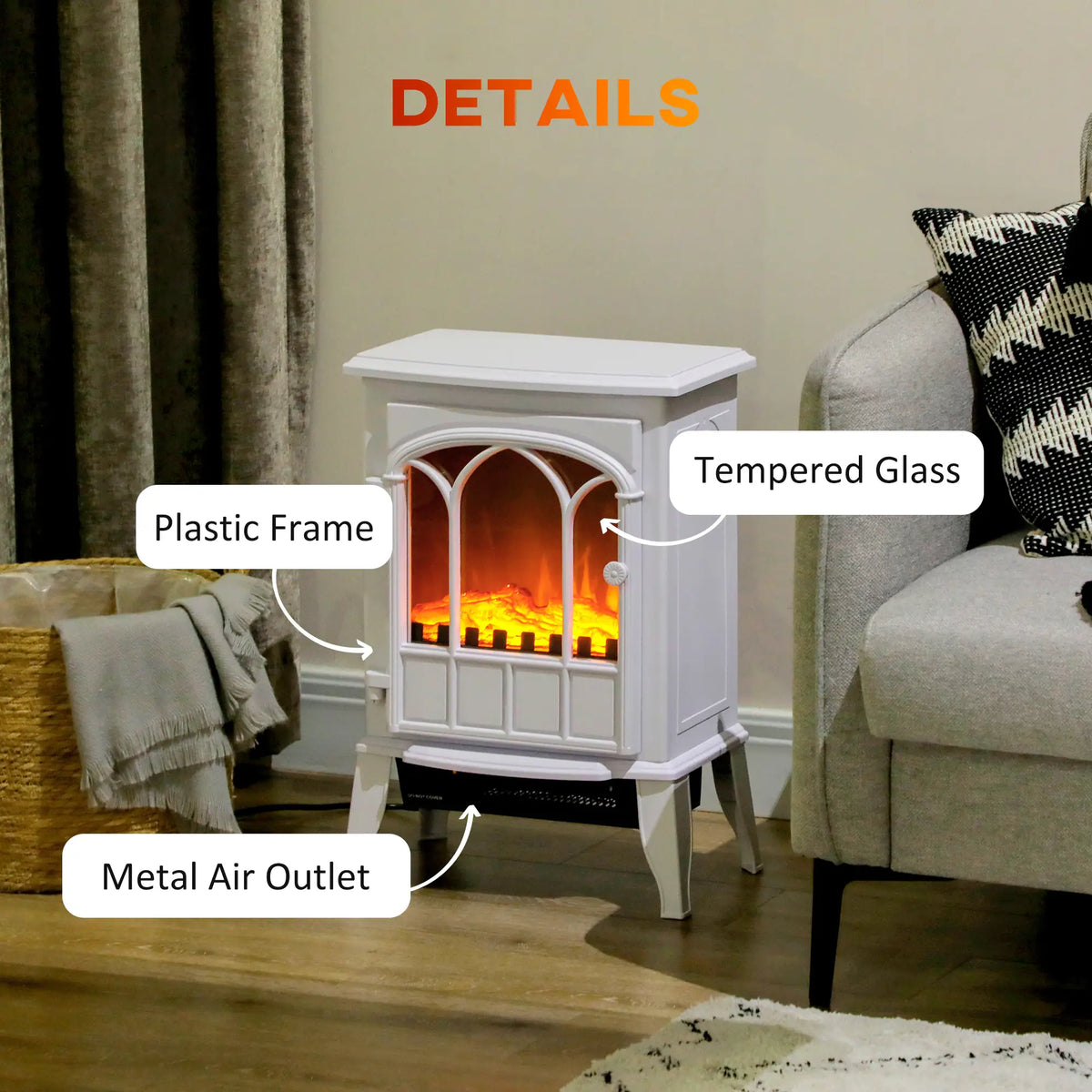 Homcom 2kW Tempered Glass Door Electric Fireplace