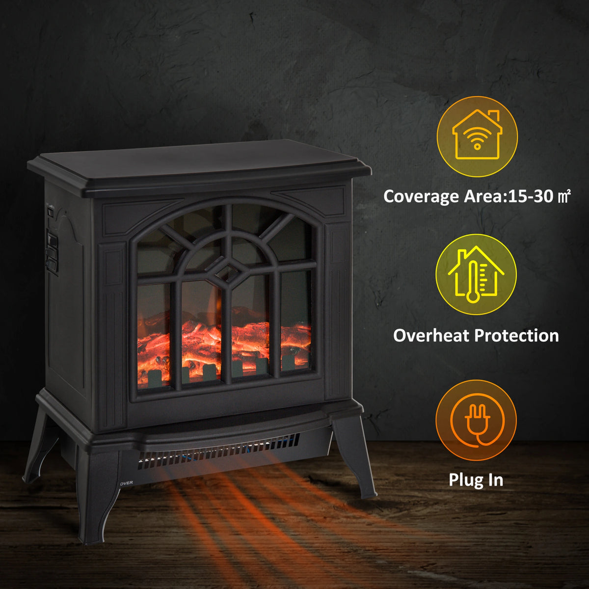 Homcom 2kW Cast Metal Electric Fireplace