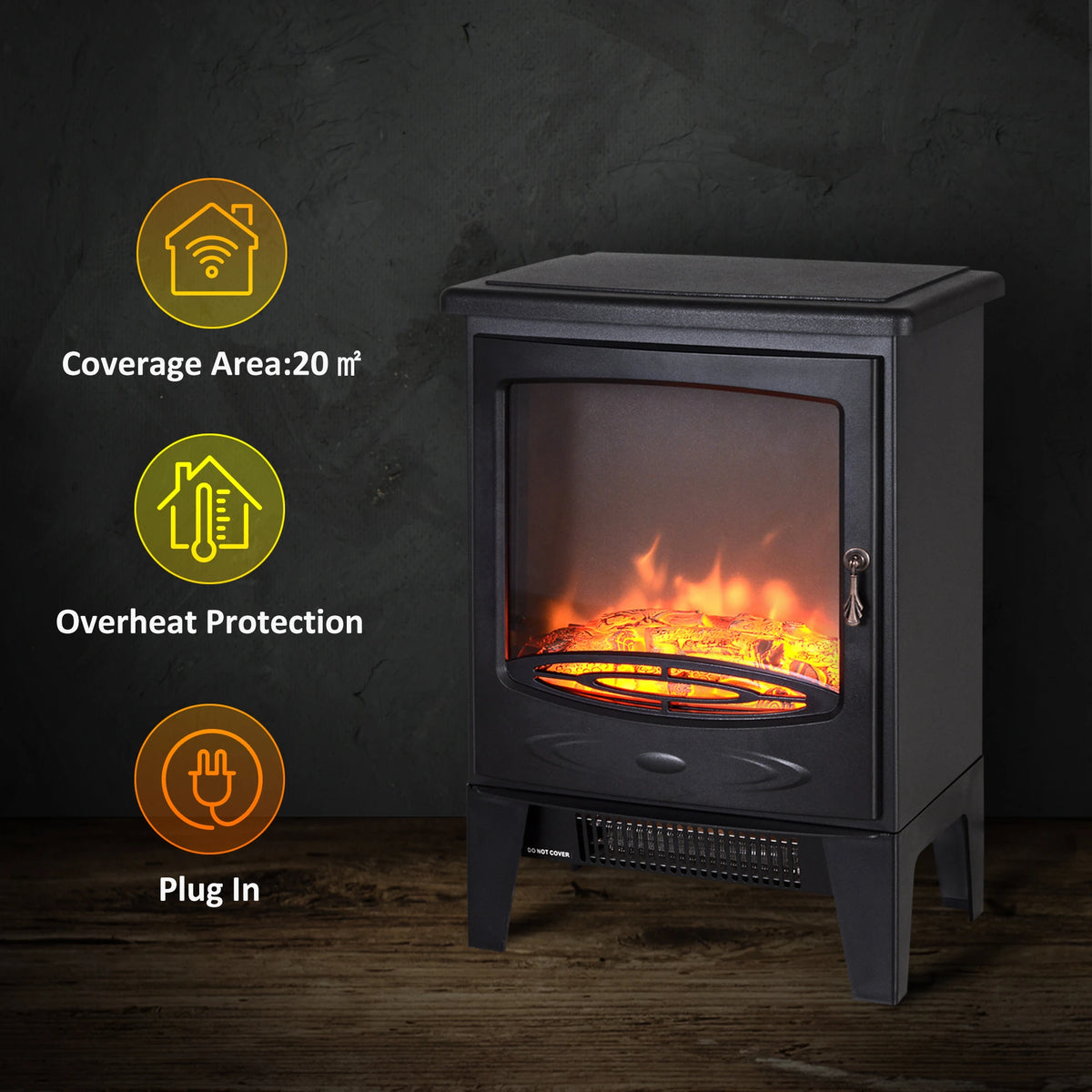 Homcom 1.8kW Tempered Glass Electric Fireplace