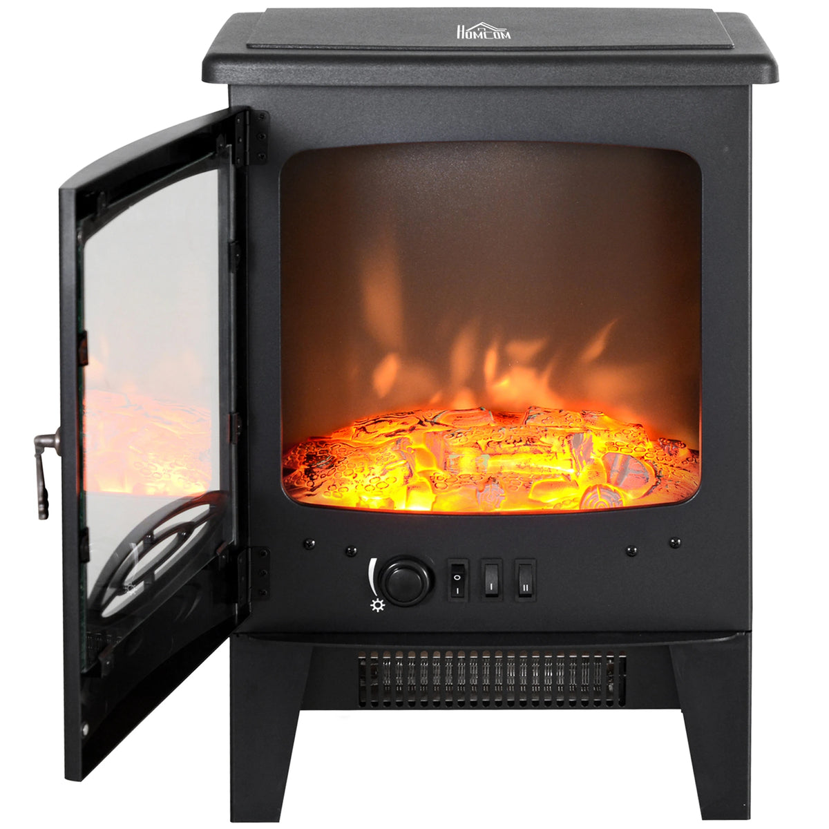 Homcom 1.8kW Tempered Glass Electric Fireplace