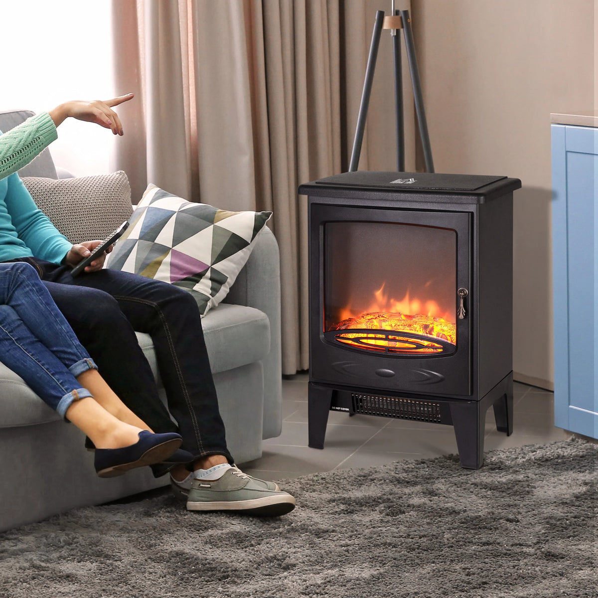 Homcom 1.8kW Tempered Glass Electric Fireplace