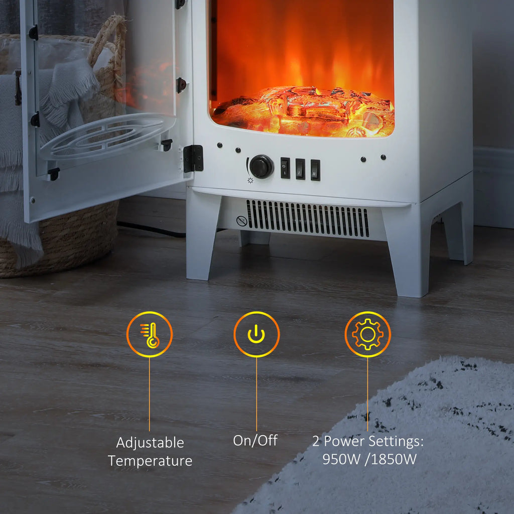 Homcom 1.8kW Tempered Glass Door Electric Fireplace