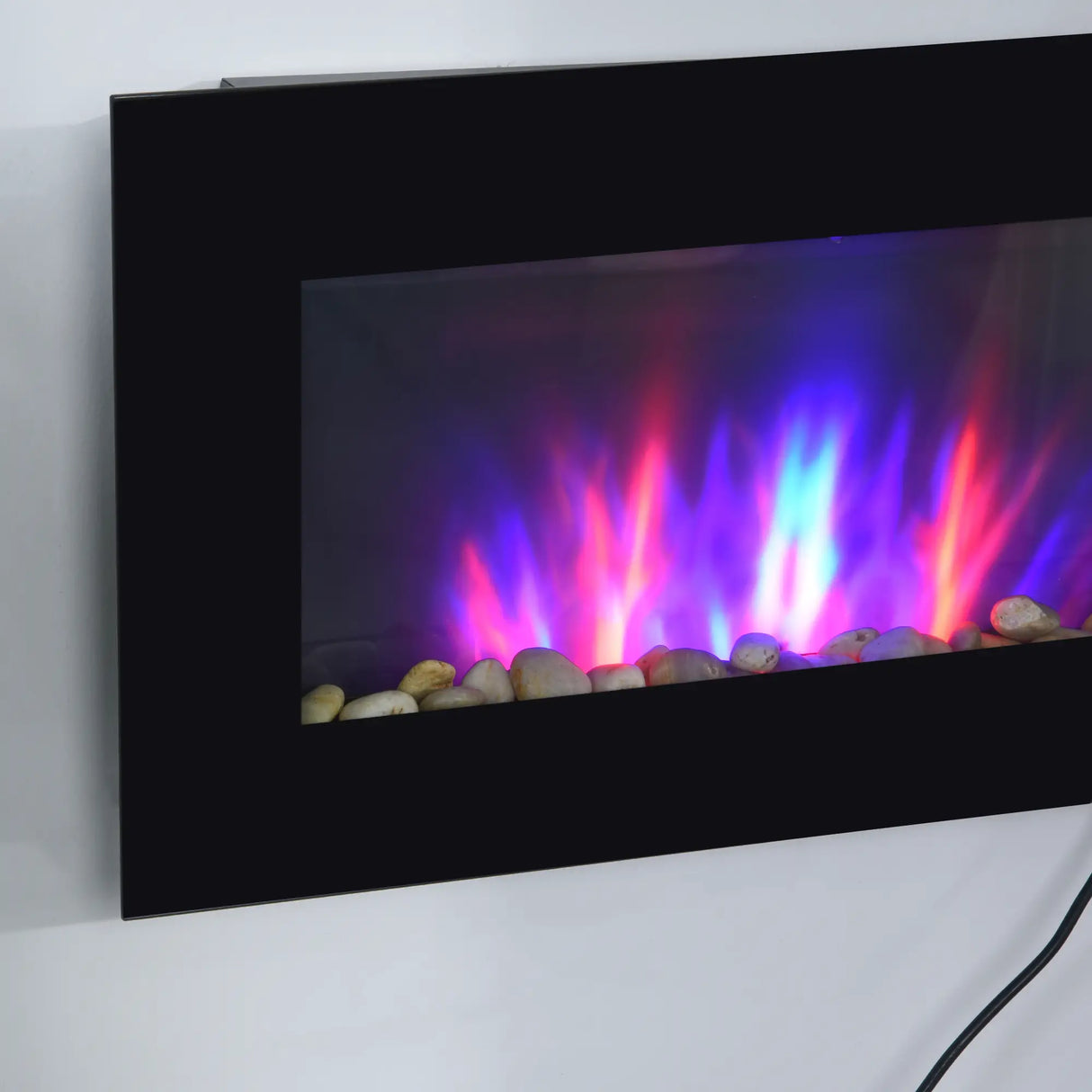 HOMCOM 1kW/2kW Electric Wall Fireplace with LED Flame Effect