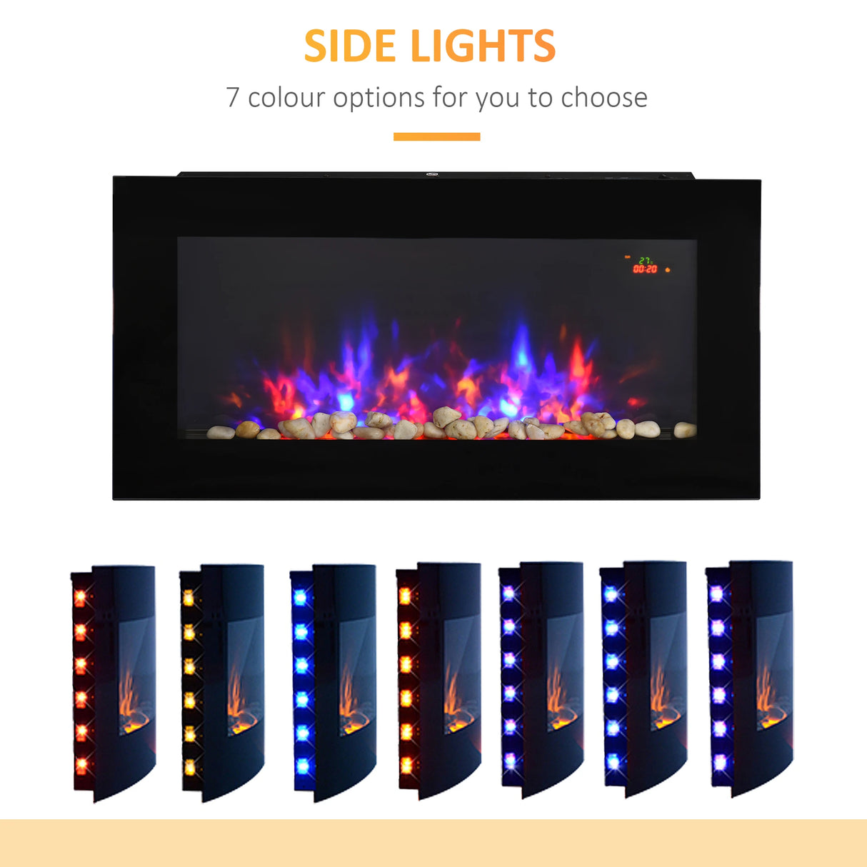 Homcom Dual-Power Electric Fireplace with LED Lights