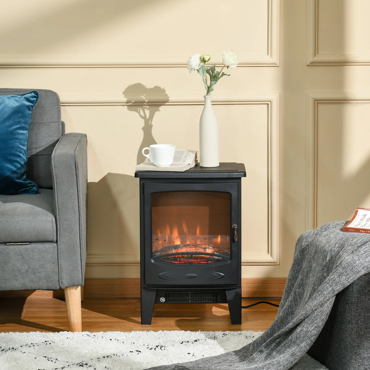 Homcom 1.8kW Tempered Glass Electric Fireplace