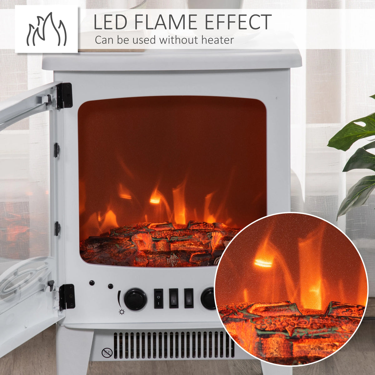 Homcom 1.8kW Tempered Glass Electric Fireplace