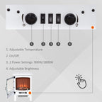 Homcom 1.8kW Tempered Glass Electric Fireplace