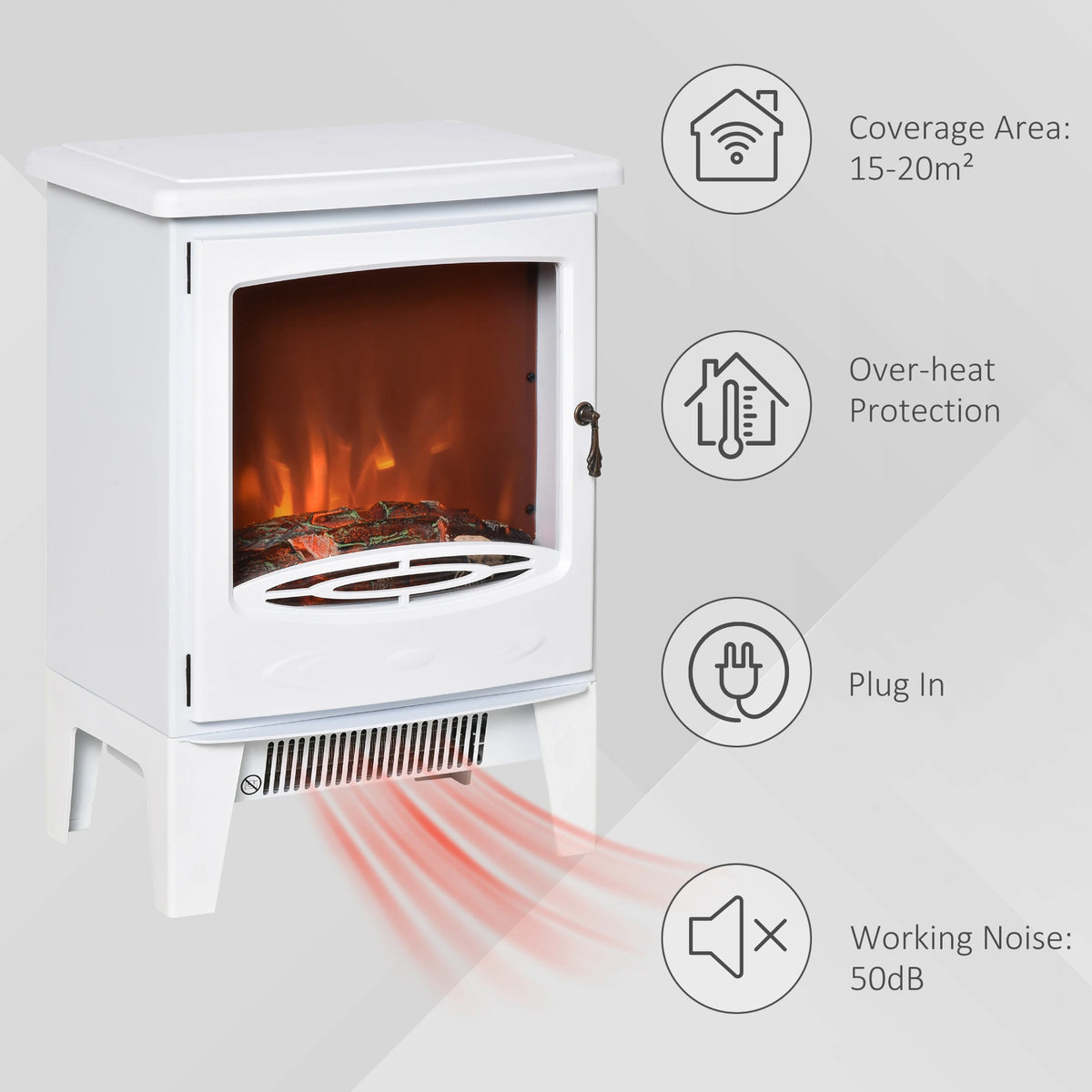 Homcom 1.8kW Tempered Glass Electric Fireplace